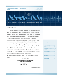 President`s Address Under normal circumstances I would be writing