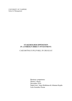STAKEHOLDER OPPOSITION IN A FOREIGN DIRECT