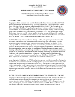 Guidelines Regarding the Reporting of Water Use and Conservation