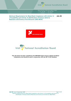 Minimum Requirements for Blood Bank Compliance with