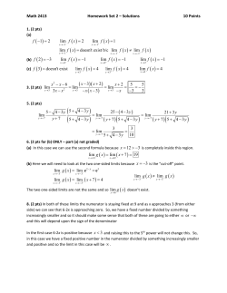 Math 2413 Homework Set 2 &ndash; Solutions 10 Points 1 2 lim 2 lim 1 lim