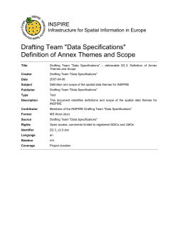 Drafting Team "Data Specifications" Definition of Annex Themes and