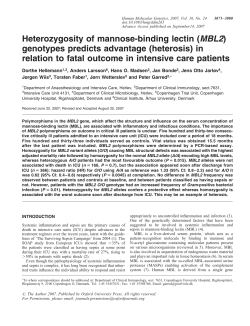Heterozygosity of mannose-binding lectin (MBL2)