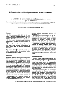 Effect of Noise on Blood Pressure and `Stress