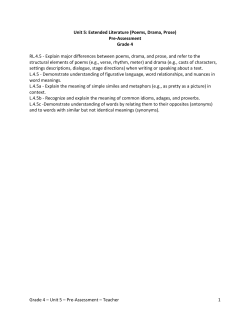 Grade 4 &ndash; Unit 5 &ndash; Pre-Assessment