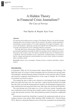 A Hidden Theory in Financial Crisis Journalism?1