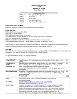 CINEMA SURVEY FIL1000H Fall 2012 Mondays 12p to 250p Room