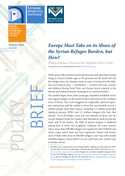 Europe Must Take on its Share of the Syrian Refugee Burden, but