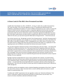 A Closer Look At The SBA`s New Presumed Loss Rule