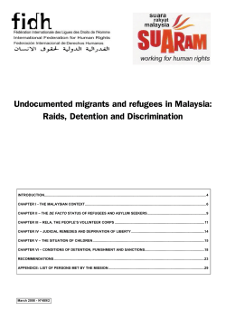 Undocumented migrants and refugees in Malaysia: Raids