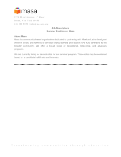 Job Descriptions Summer Positions at Masa