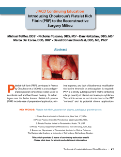 JIACD Continuing Education Introducing Choukroun`s Platelet Rich