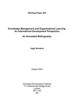 Knowledge Management and Organisational Learning
