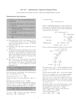 Unit #7 - Optimization, Optimal Marginal Rates