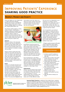 Improving Patients` Experience sharing good practice