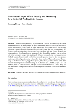 Constituent Length Affects Prosody and Processing for a Dative NP