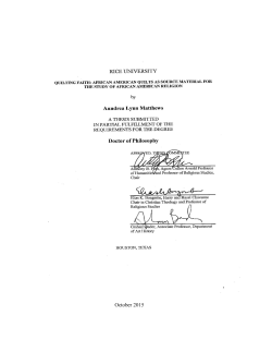 quilting faith: african american quilts as source material for the study