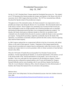Presidential Succession Act July 18, 1947