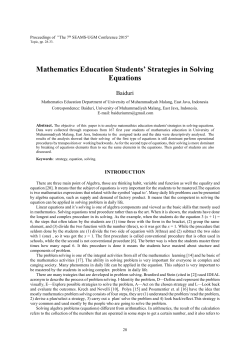 Mathematics Education Students` Strategies in Solving Equations
