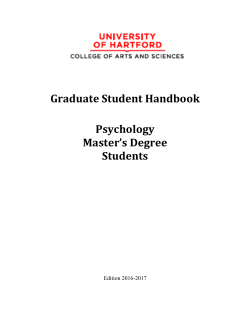 Graduate Student Handbook Psychology