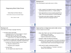 Diagnosing Word Order Errors Background Background