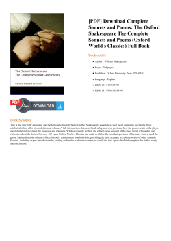 The Oxford Shakespeare The Complete Sonnets and