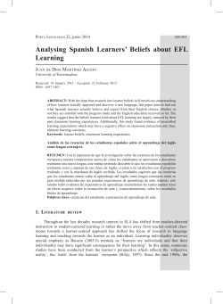 Analysing Spanish Learners` Beliefs about EFL Learning