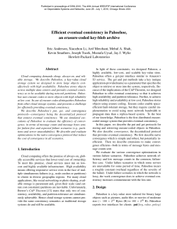 Efficient eventual consistency in Pahoehoe, an erasure