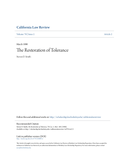 The Restoration of Tolerance - Berkeley Law Scholarship Repository