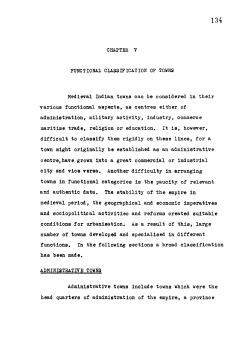 CHAPTER V FUNCTIONAL CLASSIFICATION OF TOWNS Medieval