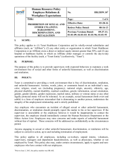 FVRHMC Prohibition of Sexual and Other Unlawful Harassment