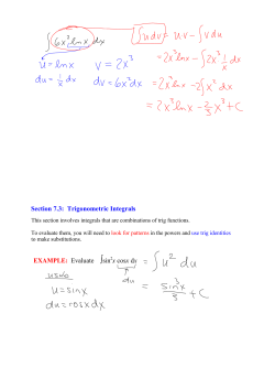 Section 7.3: Trigonometric Integrals EXAMPLE: Evaluate &int;sin x