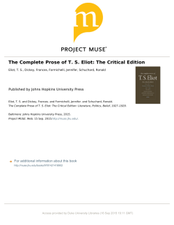 The Complete Prose of T. S. Eliot: The Critical Edition