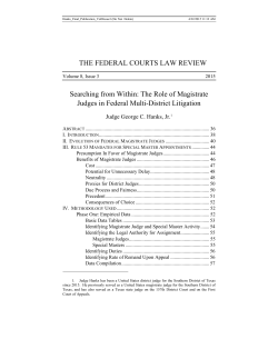 Searching from Within: The Role of Magistrate Judges in Federal