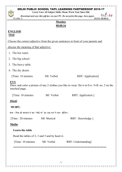 Monday 08.08.16 ENGLISH Oral Choose the correct adjective from