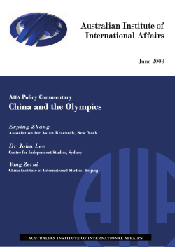 China and the Olympics - Australian Institute of International Affairs