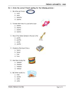 FRENCH ALPHABETS – HW4 Ex 1: Circle the correct French