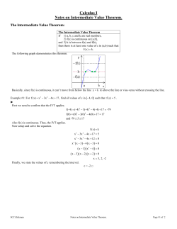 Calculus I Notes on Intermediate Value Theorem.