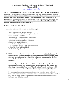 2016 Summer Reading Assignment for Pre-AP