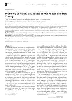 Presence of Nitrate and Nitrite in Well Water in Mureș County