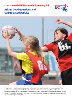 sports coach UK Research Summary 24 Asking Good Questions