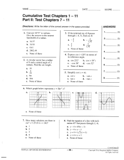 Cumulative Test Chapters 1 &mdash;11 Part II: Test Chapters 7&mdash;11