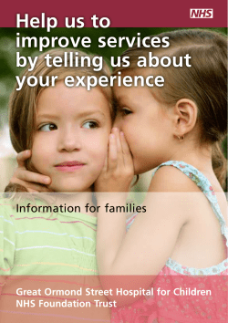 Service improvement - Help us to improve services by telling us