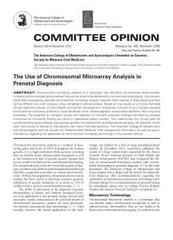The Use of Chromosomal Microarray Analysis in