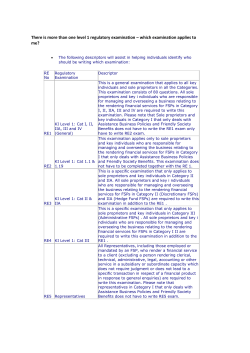 There is more than one level 1 regulatory examination