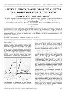 a review on effect of various parameters on cutting tool in orthogonal
