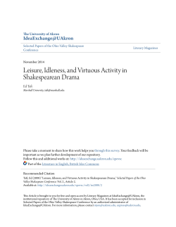 Leisure, Idleness, and Virtuous Activity in Shakespearean Drama