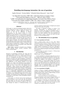 Modelling interlanguage intonation: the case of questions