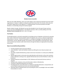 Member Service Counsellor With over five million Members, CAA is
