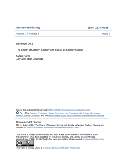 Secrecy and Society as Secrecy Studies - SJSU ScholarWorks